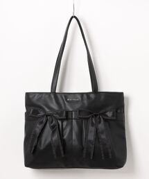 SecretDoor（シークレットドア）の「［Secret Door シークレットドア］500mlペットボトル・A4収納可！サテンリボン 合皮レザー トートバッグ（トートバッグ）」