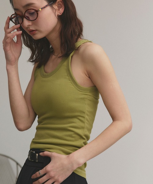 ad thie（アドティエ）の「裏起毛 リブタンクトップ（タンクトップ・レディース・ブラウン/ブラック/チャコール/ライトグリーン・FREE）」の4枚目の写真