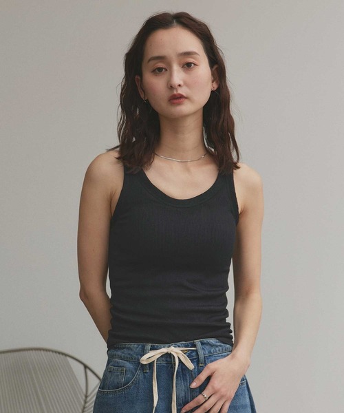 ad thie（アドティエ）の「裏起毛 リブタンクトップ（タンクトップ・レディース・ブラウン/ブラック/チャコール/ライトグリーン・FREE）」の9枚目の写真