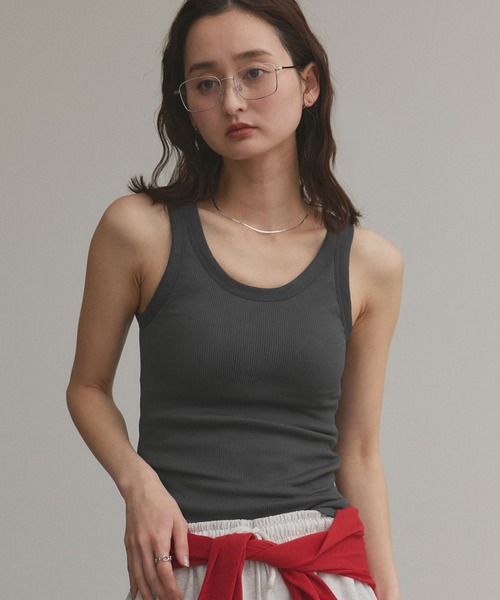 ad thie（アドティエ）の「裏起毛 リブタンクトップ（タンクトップ・レディース・ブラウン/ブラック/チャコール/ライトグリーン・FREE）」の15枚目の写真
