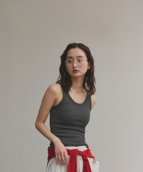 ad thie（アドティエ）の「裏起毛 リブタンクトップ（タンクトップ・レディース・ブラウン/ブラック/チャコール/ライトグリーン・FREE）」の17枚目の写真