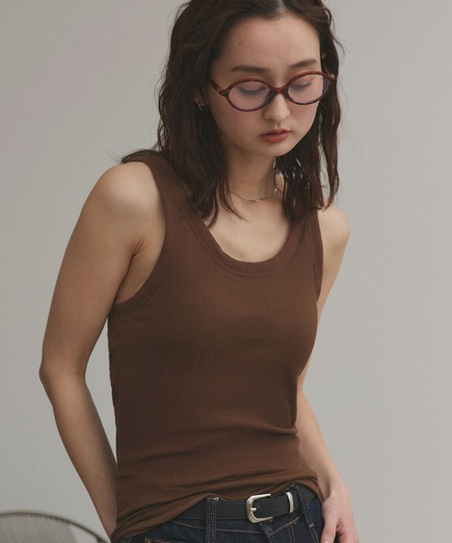 ad thie（アドティエ）の「裏起毛 リブタンクトップ（タンクトップ・レディース・ブラウン/ブラック/チャコール/ライトグリーン・FREE）」の21枚目の写真