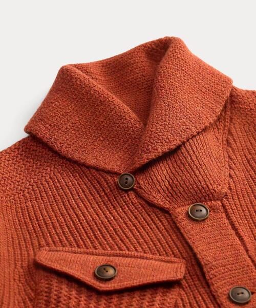 RRL(ダブル アール エル)の「ウールコットン ショールカラー カーディガン(カーディガン/ボレロ・メンズ・オレンジ・L/M/S/XXL/XS/XL)」の6枚目の写真