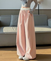 ウエストギャザー ワイドストレートパンツ