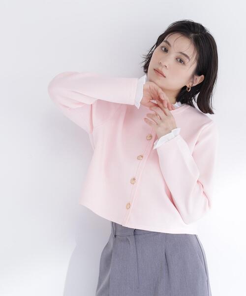 ◇フリルドッキングニットジャケット（カーディガン/ボレロ）｜NATURAL