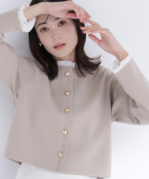 ◇フリルドッキングニットジャケット（カーディガン/ボレロ）｜NATURAL