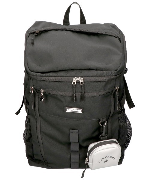 CONVERSE(コンバース)の「【CONVERSE/コンバース】RUBBER PATCH BOX BACKPACK / ボックスバックパック(バックパック/リュック・レディース・ブラック/アイボリー/ベージュ/シルバー・FREE)」の1枚目の写真