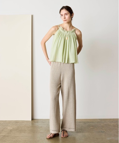 WALANCE（ワランス）の「natural dye Sheer Cotton Check gather camisole（キャミソール・レディース・グリーン/イエロー/レッド系その他・FREE）」の6枚目の写真