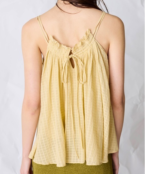 WALANCE（ワランス）の「natural dye Sheer Cotton Check gather camisole（キャミソール・レディース・グリーン/イエロー/レッド系その他・FREE）」の9枚目の写真