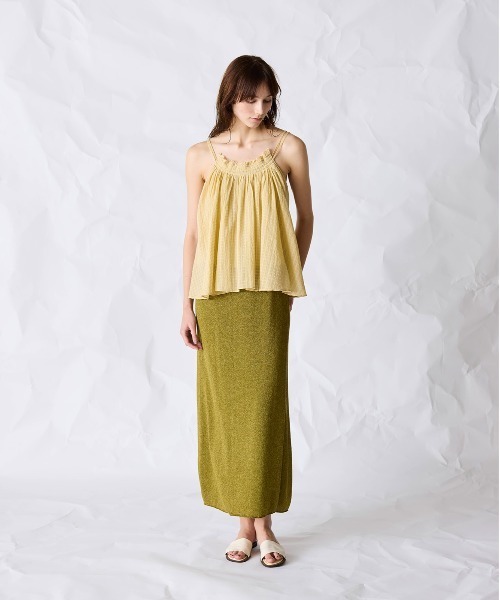 WALANCE（ワランス）の「natural dye Sheer Cotton Check gather camisole（キャミソール・レディース・グリーン/イエロー/レッド系その他・FREE）」の10枚目の写真