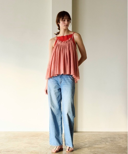 WALANCE（ワランス）の「natural dye Sheer Cotton Check gather camisole（キャミソール・レディース・グリーン/イエロー/レッド系その他・FREE）」の13枚目の写真