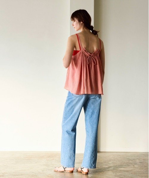 WALANCE（ワランス）の「natural dye Sheer Cotton Check gather camisole（キャミソール・レディース・グリーン/イエロー/レッド系その他・FREE）」の14枚目の写真