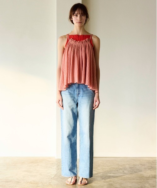 WALANCE（ワランス）の「natural dye Sheer Cotton Check gather camisole（キャミソール・レディース・グリーン/イエロー/レッド系その他・FREE）」の15枚目の写真