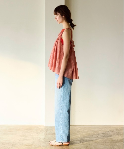WALANCE（ワランス）の「natural dye Sheer Cotton Check gather camisole（キャミソール・レディース・グリーン/イエロー/レッド系その他・FREE）」の16枚目の写真