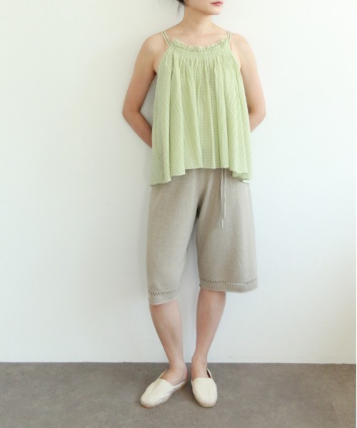 WALANCE（ワランス）の「natural dye Sheer Cotton Check gather camisole（キャミソール・レディース・グリーン/イエロー/レッド系その他・FREE）」の18枚目の写真