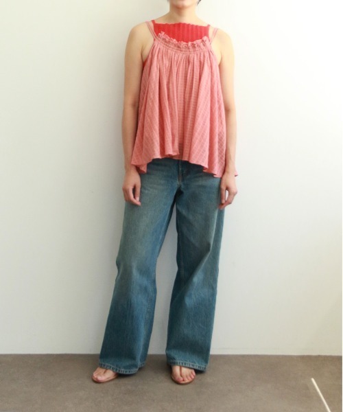 WALANCE（ワランス）の「natural dye Sheer Cotton Check gather camisole（キャミソール・レディース・グリーン/イエロー/レッド系その他・FREE）」の20枚目の写真