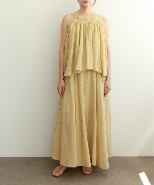 WALANCE（ワランス）の「natural dye Sheer Cotton Check gather camisole（キャミソール・レディース・グリーン/イエロー/レッド系その他・FREE）」の21枚目の写真