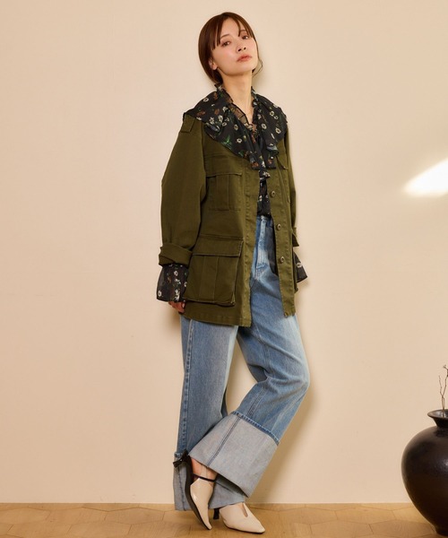 mysty woman（ミスティウーマン）の「楊柳ボタニカルブラウス 659272（シャツ/ブラウス・レディース・アイボリー/ブラック・FREE）」の4枚目の写真