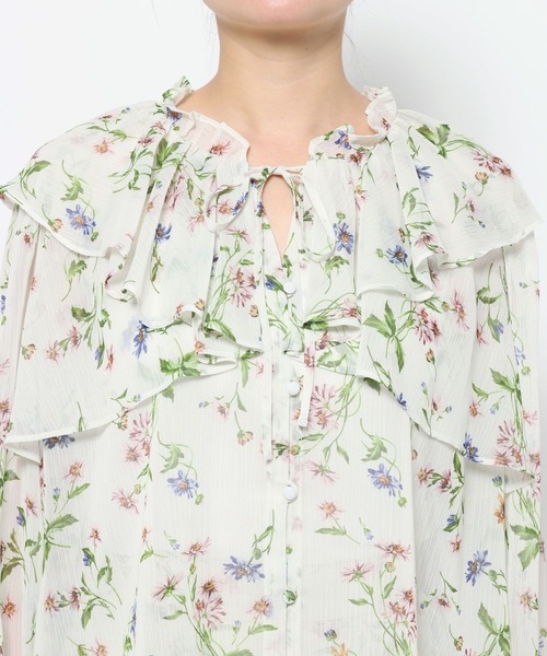 mysty woman（ミスティウーマン）の「楊柳ボタニカルブラウス 659272（シャツ/ブラウス・レディース・アイボリー/ブラック・FREE）」の9枚目の写真