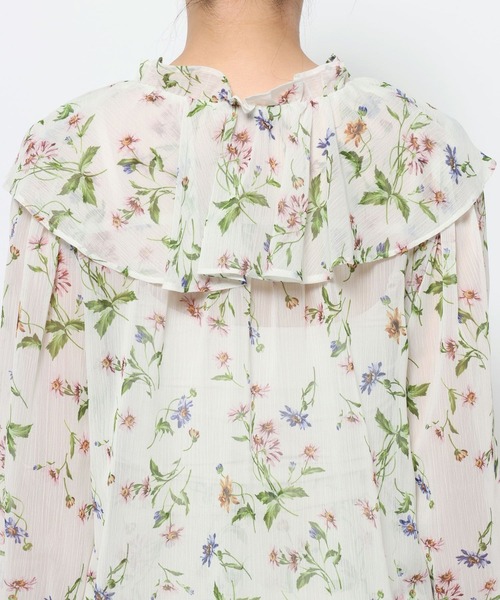 mysty woman（ミスティウーマン）の「楊柳ボタニカルブラウス 659272（シャツ/ブラウス・レディース・アイボリー/ブラック・FREE）」の12枚目の写真