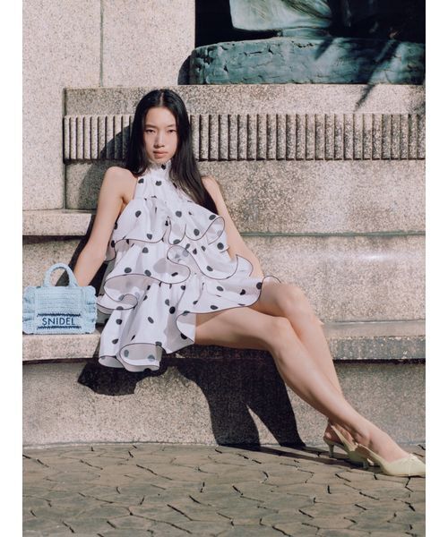 SNIDEL（スナイデル）の「ブレーズフリルロゴミニショルダー（ショルダーバッグ・レディース・ホワイト/ベージュ/ライトブルー・F）」の5枚目の写真