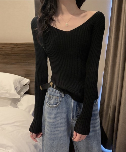 Flugge(フラッジー)の「リブニットトップス(その他トップス・レディース・ブラック・FREE)」の5枚目の写真