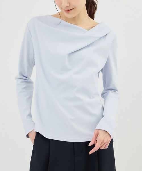 ROPE' PICNIC(ロペピクニック)の「ドレープカットトップス(Tシャツ/カットソー・レディース・ホワイト/ネイビー/サックスブルー/クリーム・FREE)」の4枚目の写真