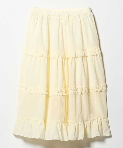 green label relaxing(グリーンレーベルリラクシング)の「楊柳フリル ロングスカート / キッズ 140cm-160cm(スカート・キッズ・ブラック/オフホワイト・140cm/150cm/160cm)」の2枚目の写真