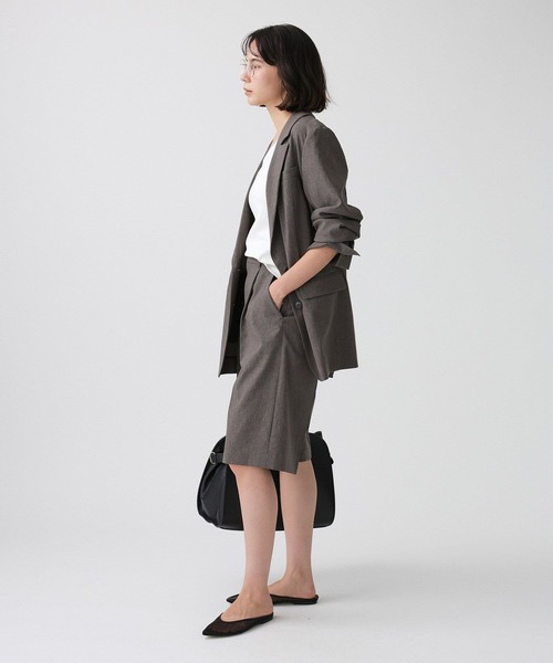 BABYLONE(バビロン)の「リネンライクシャンタンハーフパンツ<セットアップ対応>(その他パンツ・レディース・チャコール/ベージュ・36inch/34inch)」の7枚目の写真