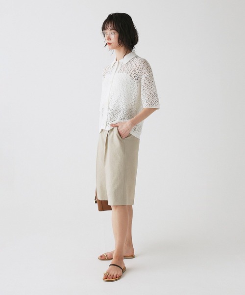 BABYLONE(バビロン)の「リネンライクシャンタンハーフパンツ<セットアップ対応>(その他パンツ・レディース・チャコール/ベージュ・36inch/34inch)」の12枚目の写真