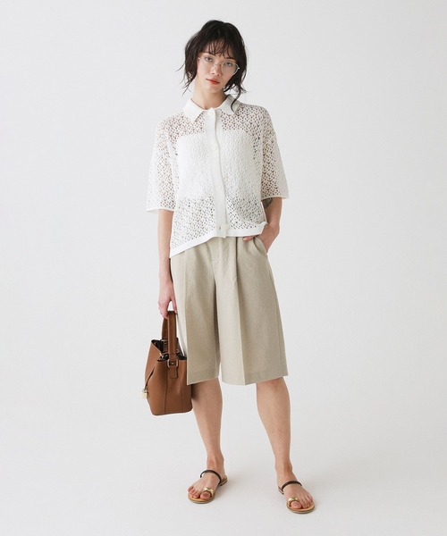 BABYLONE(バビロン)の「リネンライクシャンタンハーフパンツ<セットアップ対応>(その他パンツ・レディース・チャコール/ベージュ・36inch/34inch)」の11枚目の写真