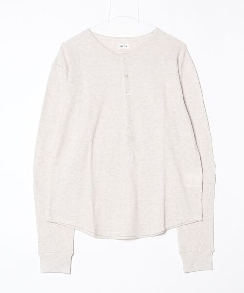JIEDA（ジエダ）の「WAFFLE HENRY NECK L/S（Tシャツ/カットソー・メンズ・ブラック/オフホワイト・2/1）」の5枚目の写真