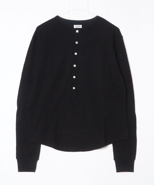 JIEDA（ジエダ）の「WAFFLE HENRY NECK L/S（Tシャツ/カットソー・メンズ・ブラック/オフホワイト・2/1）」の6枚目の写真