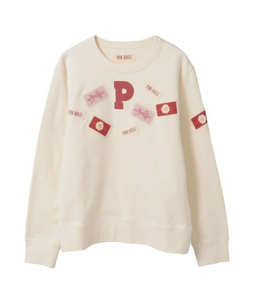 PINK HOUSE（ピンクハウス）の「Pロゴ＆ネームワッペン使いトレーナー（スウェット・レディース・レッド/ピンク/ブラック/オフホワイト/ネイビー・LARGE/MEDIUM）」の2枚目の写真