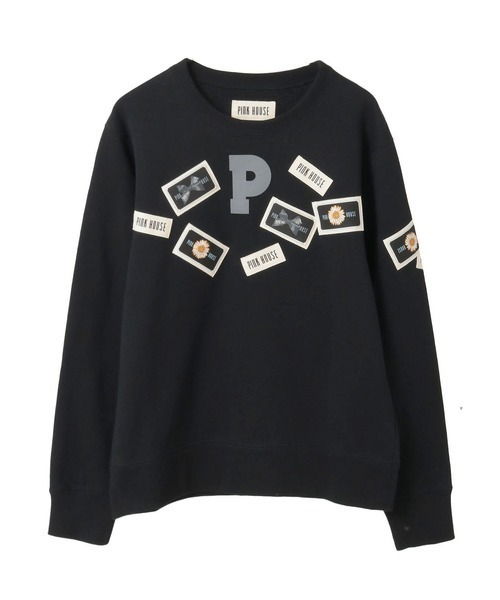 PINK HOUSE（ピンクハウス）の「Pロゴ＆ネームワッペン使いトレーナー（スウェット・レディース・レッド/ピンク/ブラック/オフホワイト/ネイビー・LARGE/MEDIUM）」の3枚目の写真