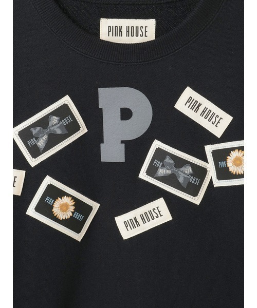 PINK HOUSE（ピンクハウス）の「Pロゴ＆ネームワッペン使いトレーナー（スウェット・レディース・レッド/ピンク/ブラック/オフホワイト/ネイビー・LARGE/MEDIUM）」の12枚目の写真