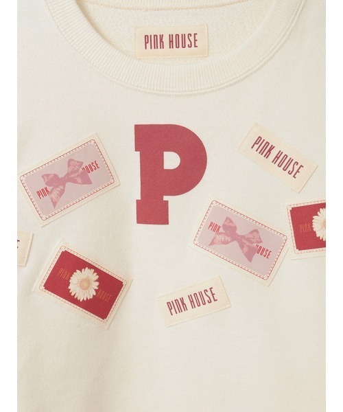 PINK HOUSE（ピンクハウス）の「Pロゴ＆ネームワッペン使いトレーナー（スウェット・レディース・レッド/ピンク/ブラック/オフホワイト/ネイビー・LARGE/MEDIUM）」の13枚目の写真