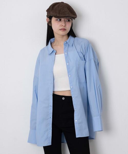 WEGO(ウィゴー)の「WEGO/ボリュームBIGシャツ(シャツ/ブラウス・レディース・ブルー系その他4/サックスブルー/ホワイト/ピンク・FREE)」の22枚目の写真