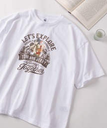 【71】【TOM&JERRY/トムとジェリー】 ワイド プリントTシャツ/刺繍/バックプリント/レディース(S)