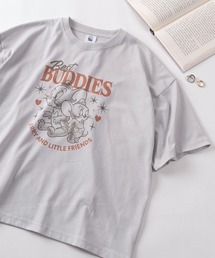 【71】【TOM&JERRY/トムとジェリー】 ワイド プリントTシャツ/刺繍/バックプリント/レディース(S)