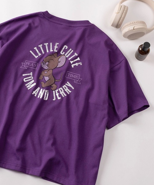 Tom&Jerry(トムアンドジェリー)の「【71】【TOM&JERRY/トムとジェリー】 ワイド プリントTシャツ/刺繍/バックプリント/レディース(S)(Tシャツ/カットソー・レディース・サックスブルー/グレイッシュベージュ/ブラック/パープル/アッシュグレー/チャコールグレー/グレー/レッド/ライム/ホワイト/ラベンダー/オレンジ/ダークグレー/ホワイト系その他/ライトグレー/カーキ・L/M)」の14枚目の写真