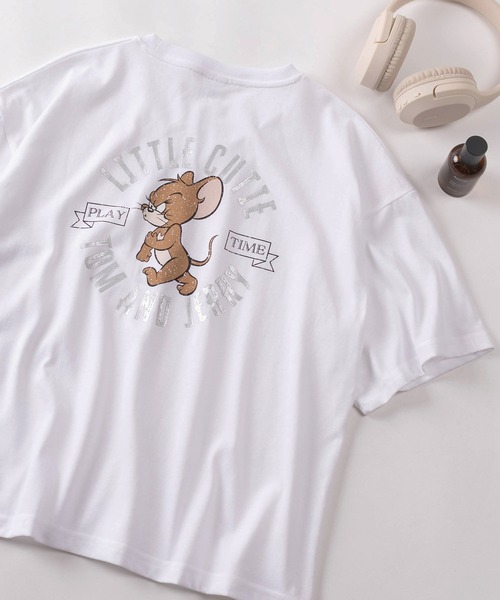 Tom&Jerry(トムアンドジェリー)の「【71】【TOM&JERRY/トムとジェリー】 ワイド プリントTシャツ/刺繍/バックプリント/レディース(S)(Tシャツ/カットソー・レディース・サックスブルー/グレイッシュベージュ/ブラック/パープル/アッシュグレー/チャコールグレー/グレー/レッド/ライム/ホワイト/ラベンダー/オレンジ/ダークグレー/ホワイト系その他/ライトグレー/カーキ・L/M)」の2枚目の写真