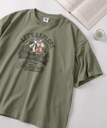 【71】【TOM&JERRY/トムとジェリー】 ワイド プリントTシャツ/刺繍/バックプリント/レディース(S)