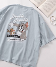 【71】【TOM&JERRY/トムとジェリー】 ワイド プリントTシャツ/刺繍/バックプリント/レディース(S)