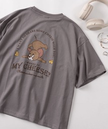 【71】【TOM&JERRY/トムとジェリー】 ワイド プリントTシャツ/刺繍/バックプリント/レディース(S)