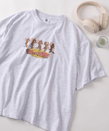 【71】【TOM&JERRY/トムとジェリー】 ワイド プリントTシャツ/刺繍/バックプリント/レディース(S)