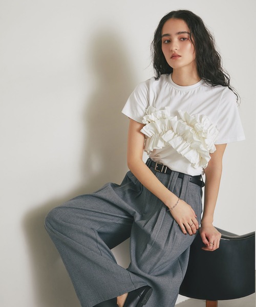 ARVELLIA(アルベリア)の「SCULPTED TUCK WIGE PANTS(その他パンツ・レディース・グレー/ベージュ・M)」の4枚目の写真
