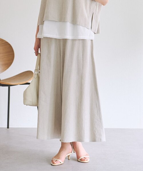 BEARDSLEY（ビアズリー）の「《ZOZO先行予約開始》リネンキュロット（その他パンツ・レディース・ベージュ/ブラック/グレー・0/1）」の3枚目の写真