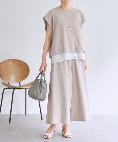 BEARDSLEY(ビアズリー)の「リネンウエストリブキュロット【セットアップ】(その他パンツ・レディース・ベージュ/ブラック/グレー・0/1)」の10枚目の写真