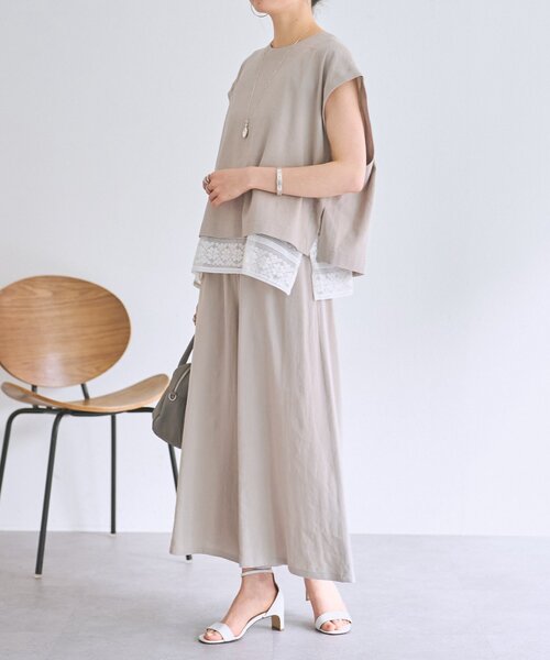 BEARDSLEY(ビアズリー)の「リネンウエストリブキュロット【セットアップ】(その他パンツ・レディース・ベージュ/ブラック/グレー・0/1)」の11枚目の写真